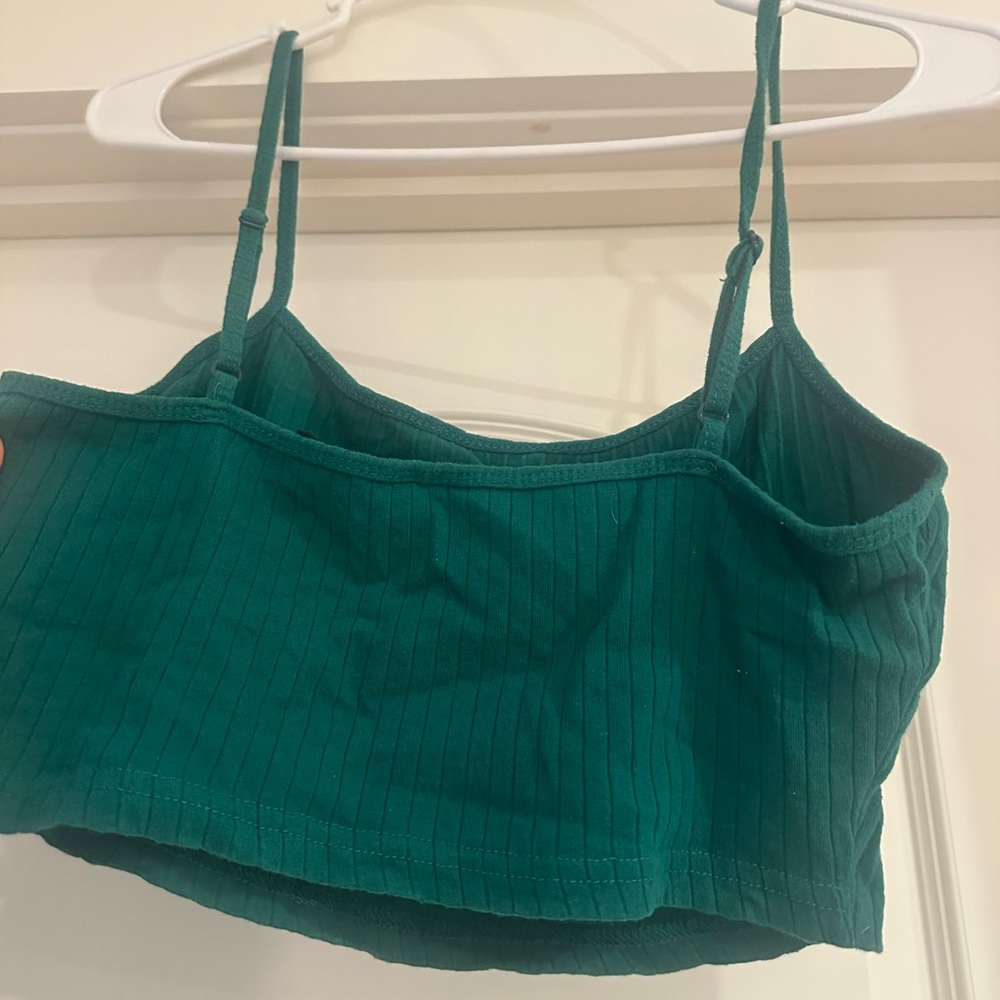 Green Ribbed Crop Top - Picture 4 of 4